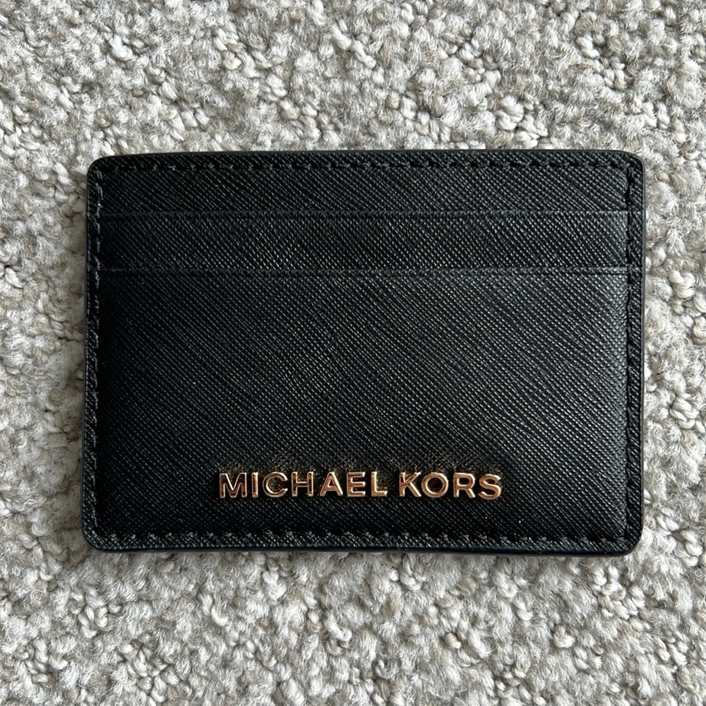 Michael Kors black leather card holder.